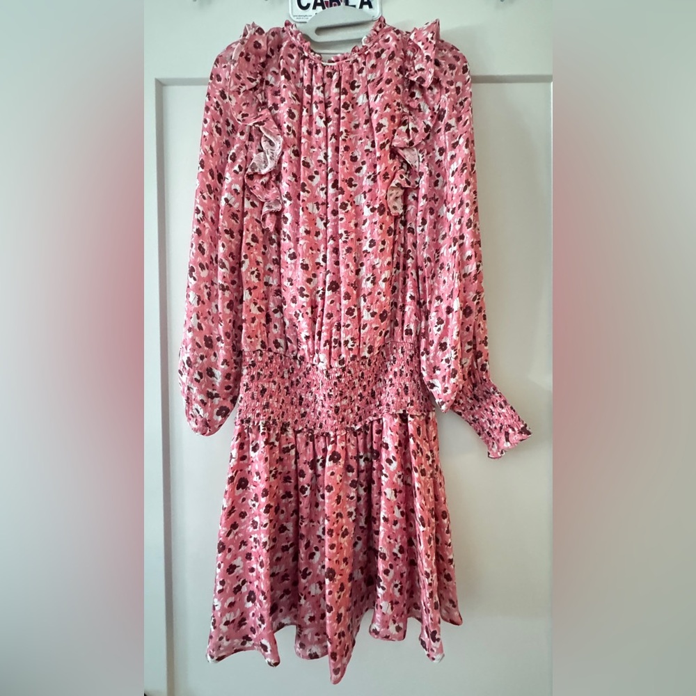 Ramy Brook Penelope Pink Floral Ruffle Mini Dress